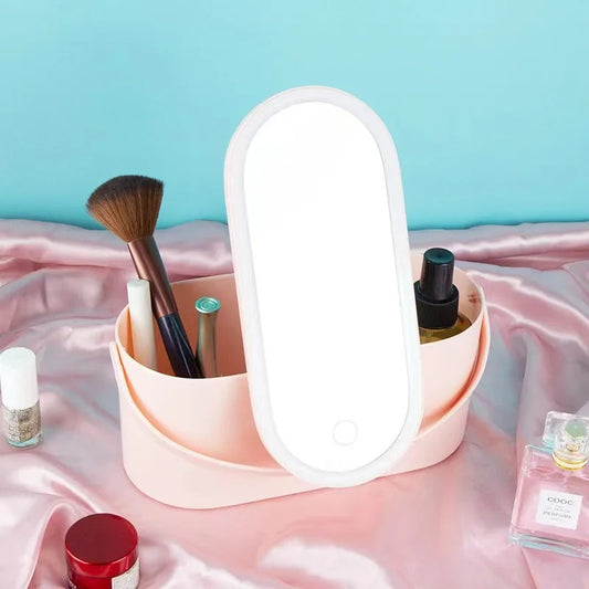 ishopbeauty Portable LED Makeup Organizer Box. Light-up cosmetic case for easy on-the-go touch-ups.